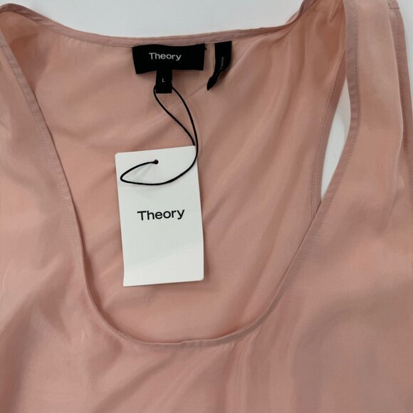 Theory Women's Silk Racerback Tank Top Light Pink Size L - Picture 2 of 8